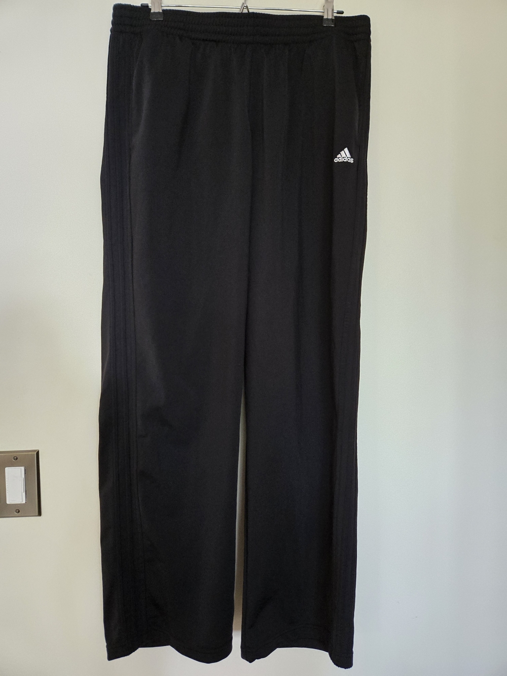 adidas Black Men's Track Pants with White Logo